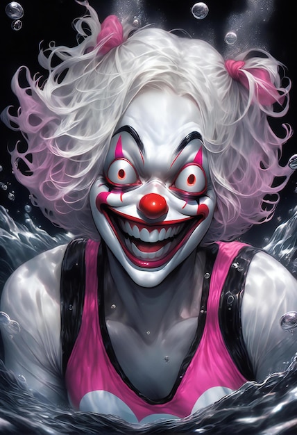 Photo clown avec un nez rouge dans l'eau