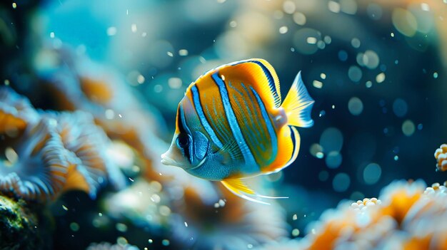 Le clown orange et le clown blanc nagent dans l'aquarium