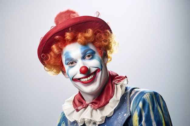 un clown souriant isolé sur fond blanc Ai générative