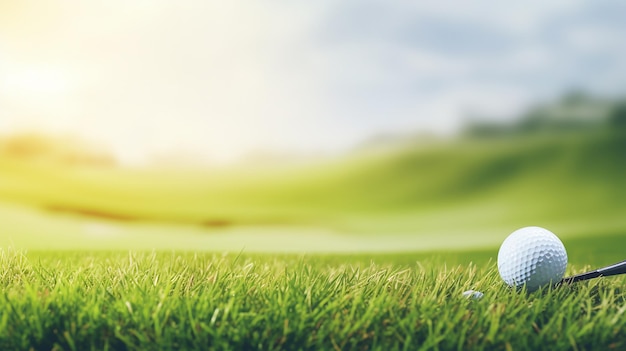 Club de golf et balle dans l'herbe large bannière panoramique