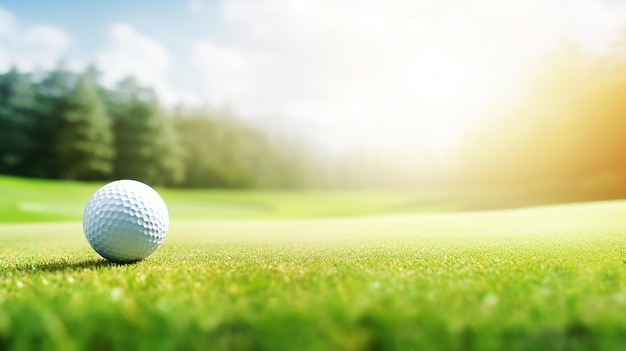 Club de golf à vue panoramique et balle dans l'herbe