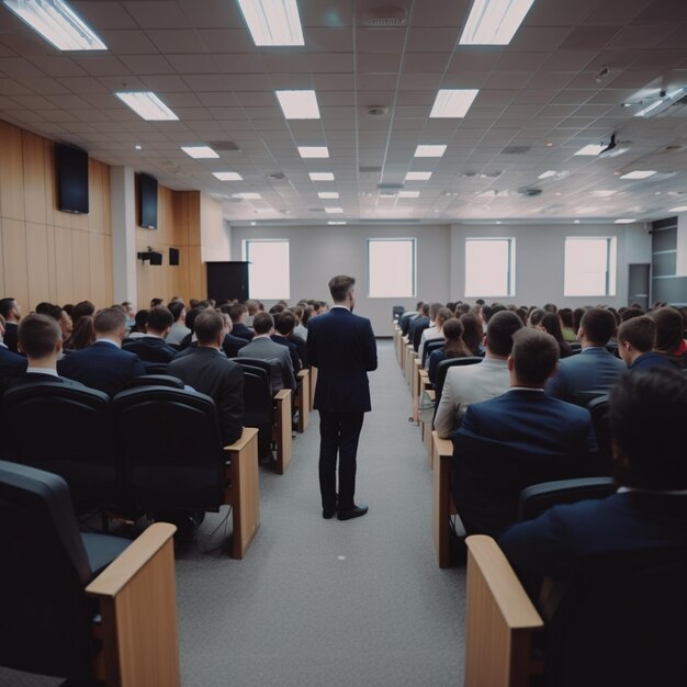 un coach d'affaires donne une conférence à toutes les entreprises