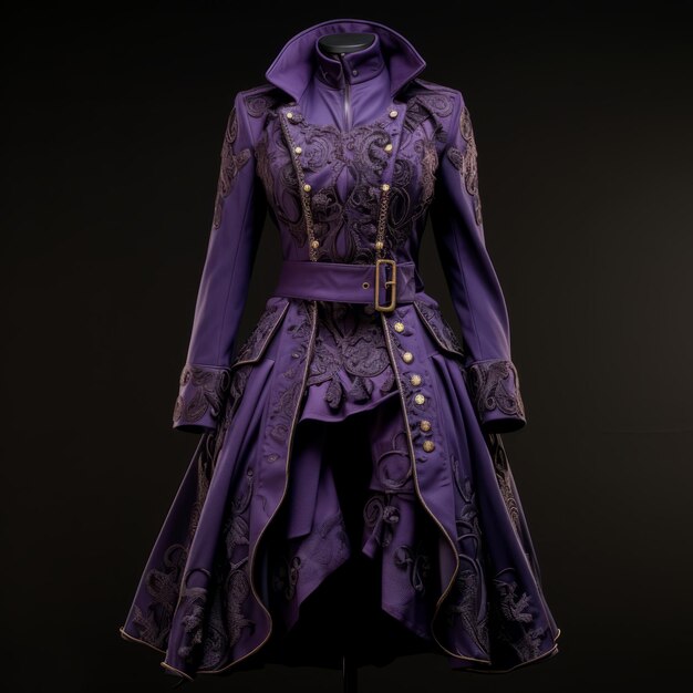 Photo coat pour femmes purple39s avec des gravures détaillées et un design inspiré du steampunk