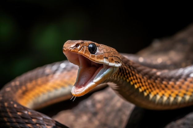 Cobra avec sa langue effleurant ou