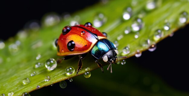 Photo la coccinelle sur une brindille de herbe la coccinille sur une feuille le coccinelle dans une feuille