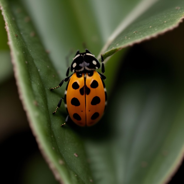 coccinelle colorée dans une feuille