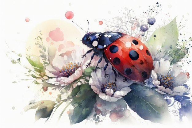 Une coccinelle est assise sur une fleur