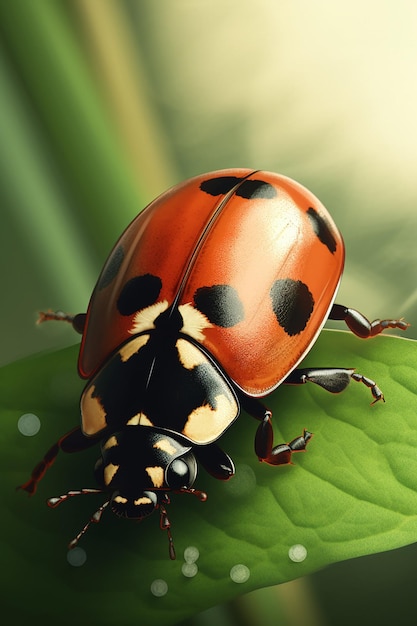 Une coccinelle sur une feuille avec le mot coccinelle dessus