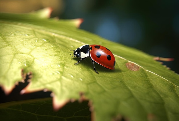 La coccinelle sur les feuilles d'érable