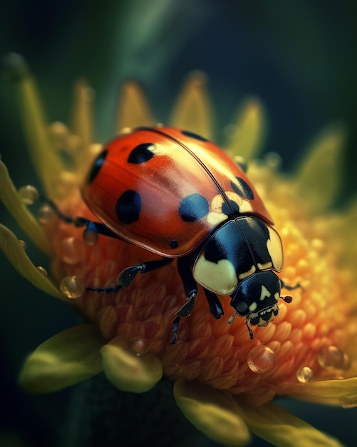 Une coccinelle sur une fleur avec le mot coccinelle dessus