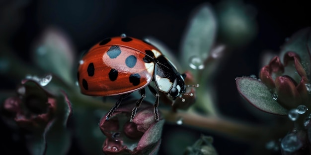 Une coccinelle sur une plante