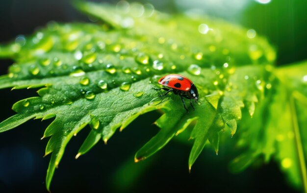 Une coccinelle reposant sur une feuille