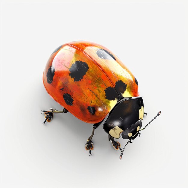 une coccinelle avec des taches noires et une tache noire sur le dos a été générée