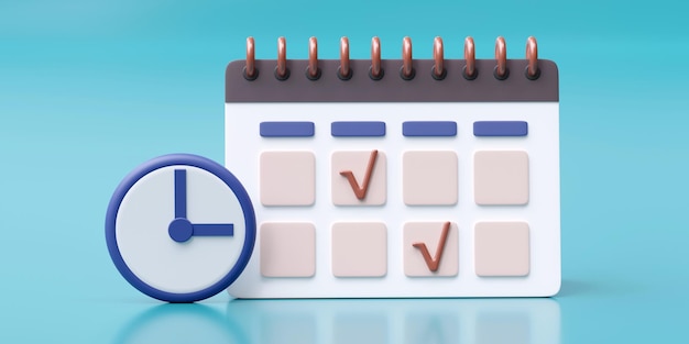 Coche de la date du calendrier et réveil Pour faire la liste de contrôle faite 3d
