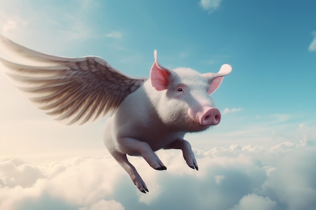 Cochon avec des ailes volantes Générer Ai