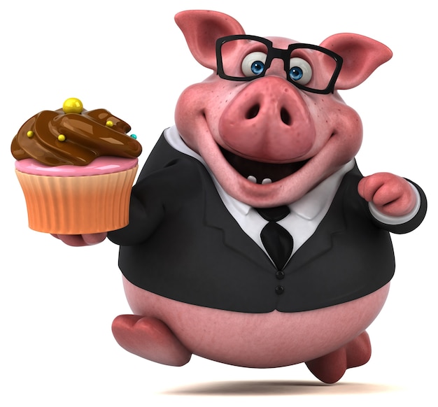 Cochon amusant - Illustration 3D