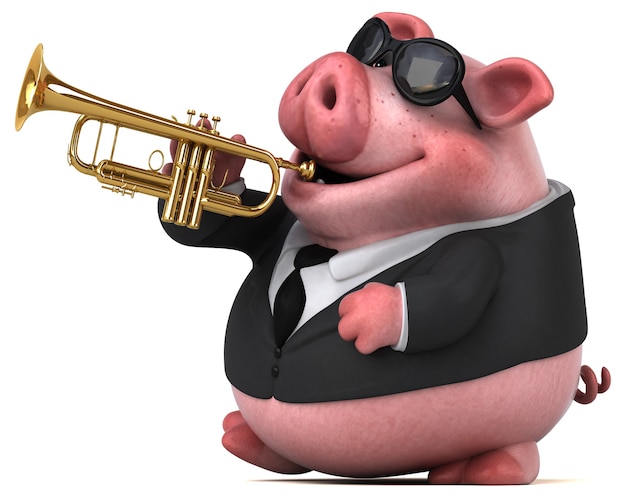 Cochon amusant - Illustration 3D