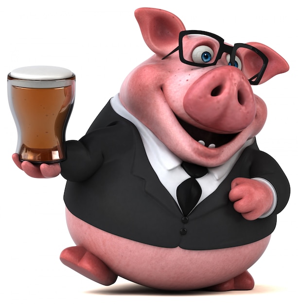 Cochon amusant - Illustration 3D