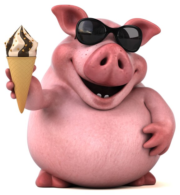 Cochon amusant - Illustration 3D