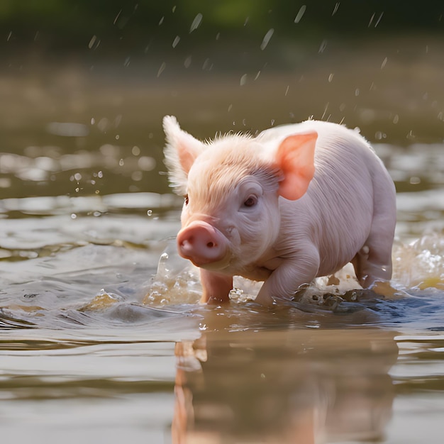 un cochon dans l'eau nage dans l' eau