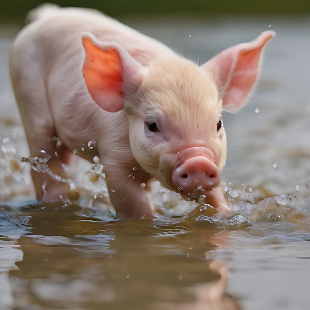 un cochon dans l'eau nage dans l' eau