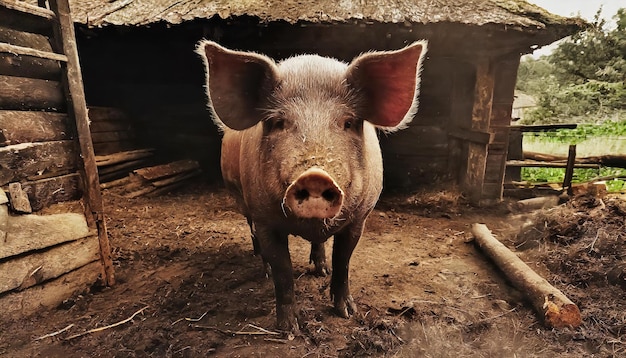 Cochon dans la grange de la ferme Ai généré