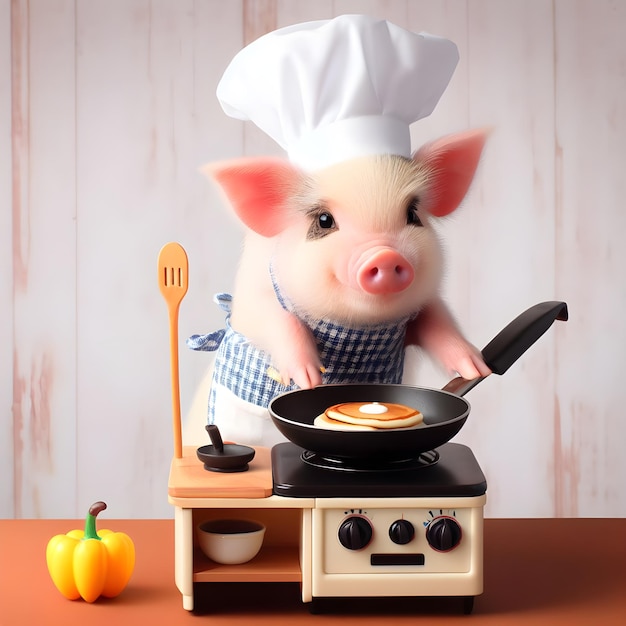 Cochon dans un personnage de chef