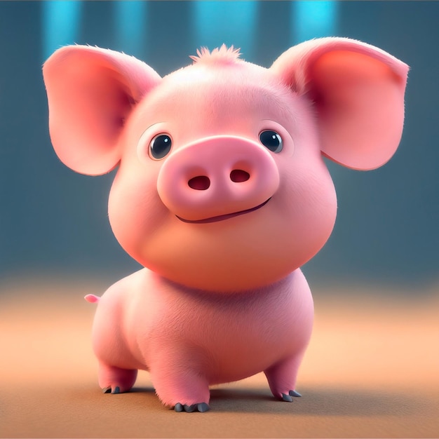 Photo cochon dans le rendu 3d