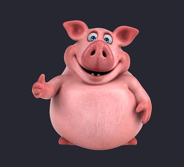 Un cochon de dessin animé amusant en 3D