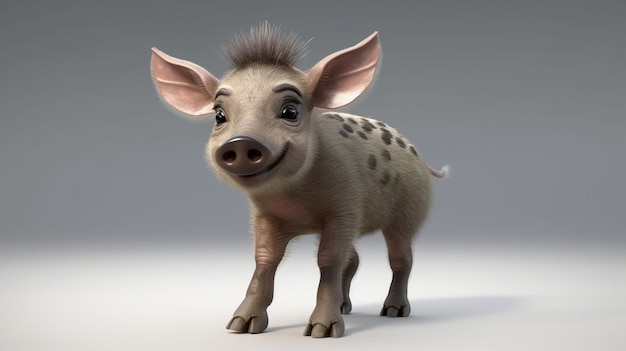 Un cochon de dessin animé avec un grand sourire