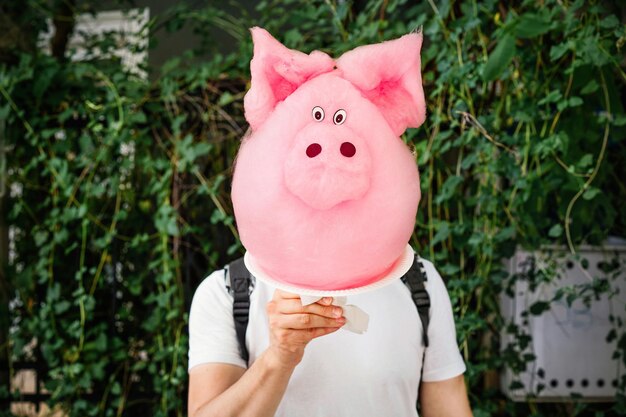 Photo le cochon du coton sucré