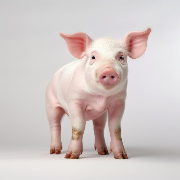 Un cochon expressif sur un fond gris