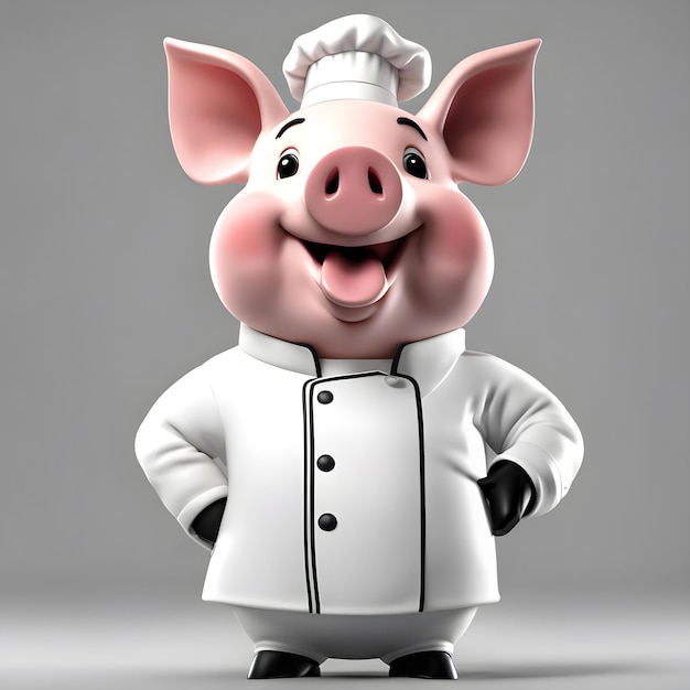 Photo cochon habillé en chef avec un chapeau