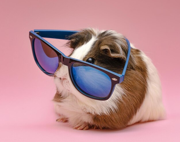 un cochon d'Inde mignon portant des lunettes de soleil un concept de photo magnifique de haute qualité