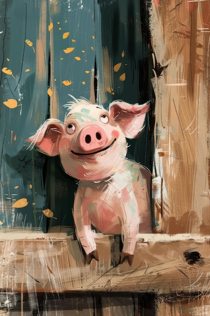 un cochon mignon dans un ranch illustration pour enfants