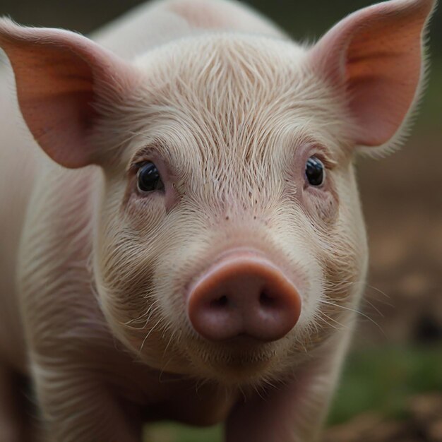 Photo un cochon qui est à l'extérieur avec un nez qui dit cochon