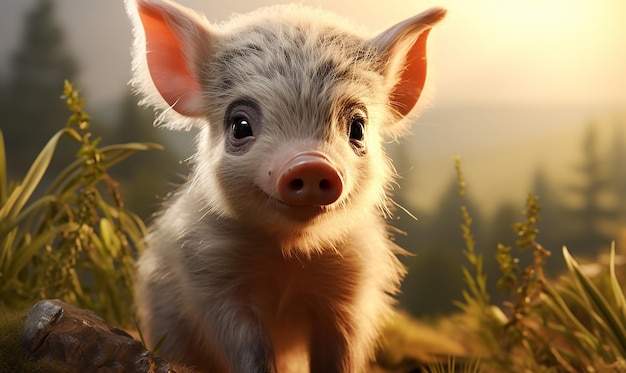 un cochon qui regarde la caméra