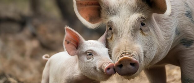 Le cochon et son petit dans la nature