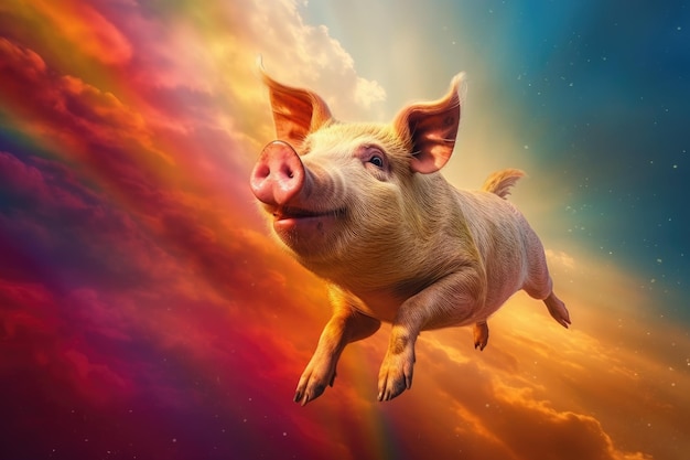 Un cochon volant dans le ciel