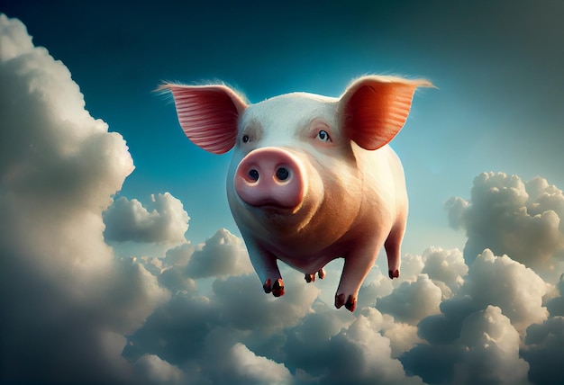 Les cochons volent dans le ciel Générer Ai