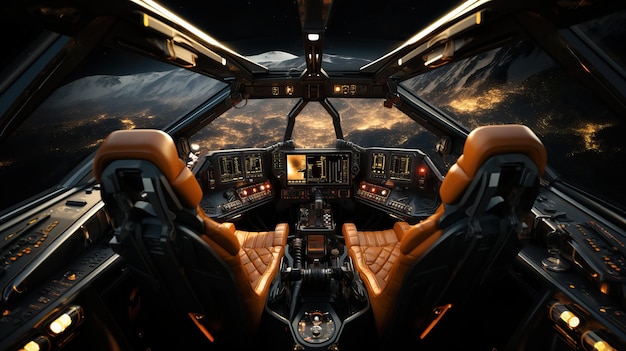 un cockpit d'un avion à l'intérieur