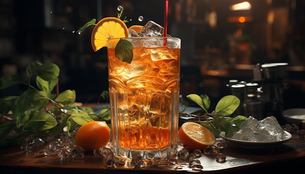 Cocktail d'agrumes rafraîchissant dans un verre parfait pour les nuits d'été généré par l'intelligence artificielle