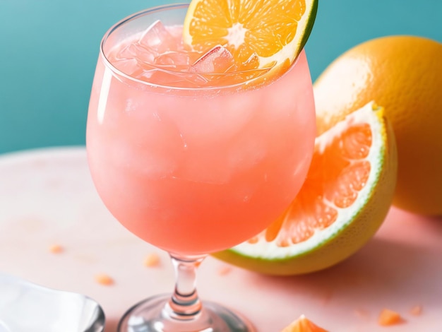 Un cocktail d'agrumes rafraîchissant dans un verre à raisin rose a été généré