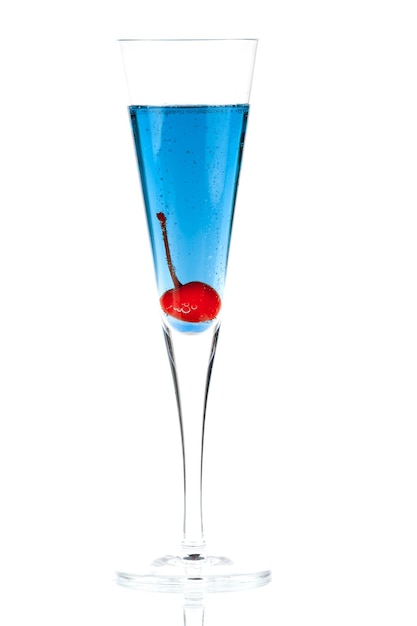 Cocktail alcool Blue Champagne au marasquin