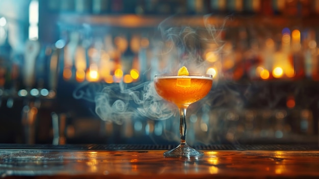 Cocktail d'alcool avec fumée