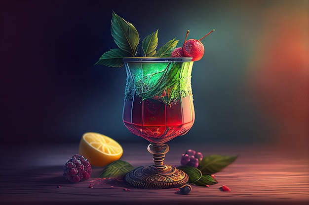 Cocktail alcoolisé tendance avec des ingrédients colorés Generative AI