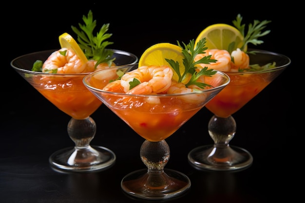 Un cocktail d'apéritif épicé de crevettes piquantes génère Ai