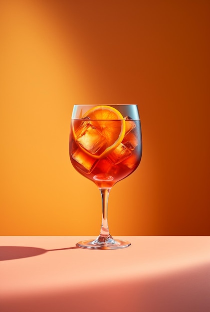Cocktail Aperol Spritz avec de l'orange sur un beau fond lumineux
