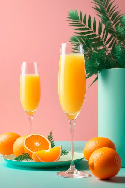 Cocktail au mimosa avec du jus d'orange