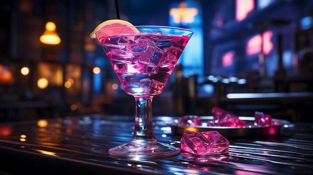 Cocktail au neon génératif Ai